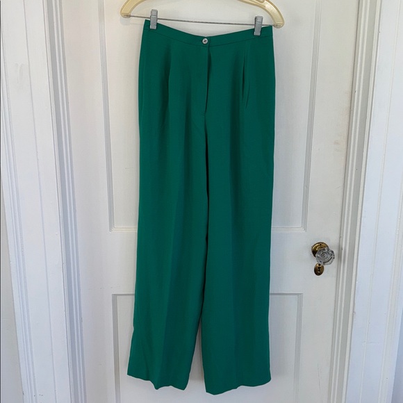Casual Corner Pants - NWT Vintage Casual Corner Teal Green Silk Pants Sz 8 13" high rise 30" inseam
